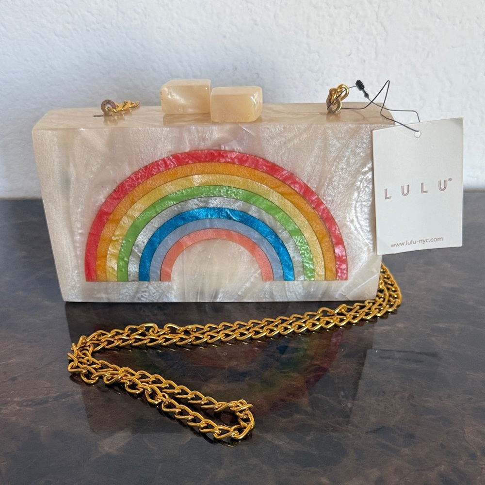 New! Handcrafted LULU NYC Rainbow 🌈 Crossbody Clutch Handbag